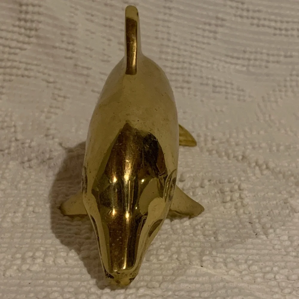 Mid-Century Modern Brass Dolphin Figurine - Picture 2 of 7